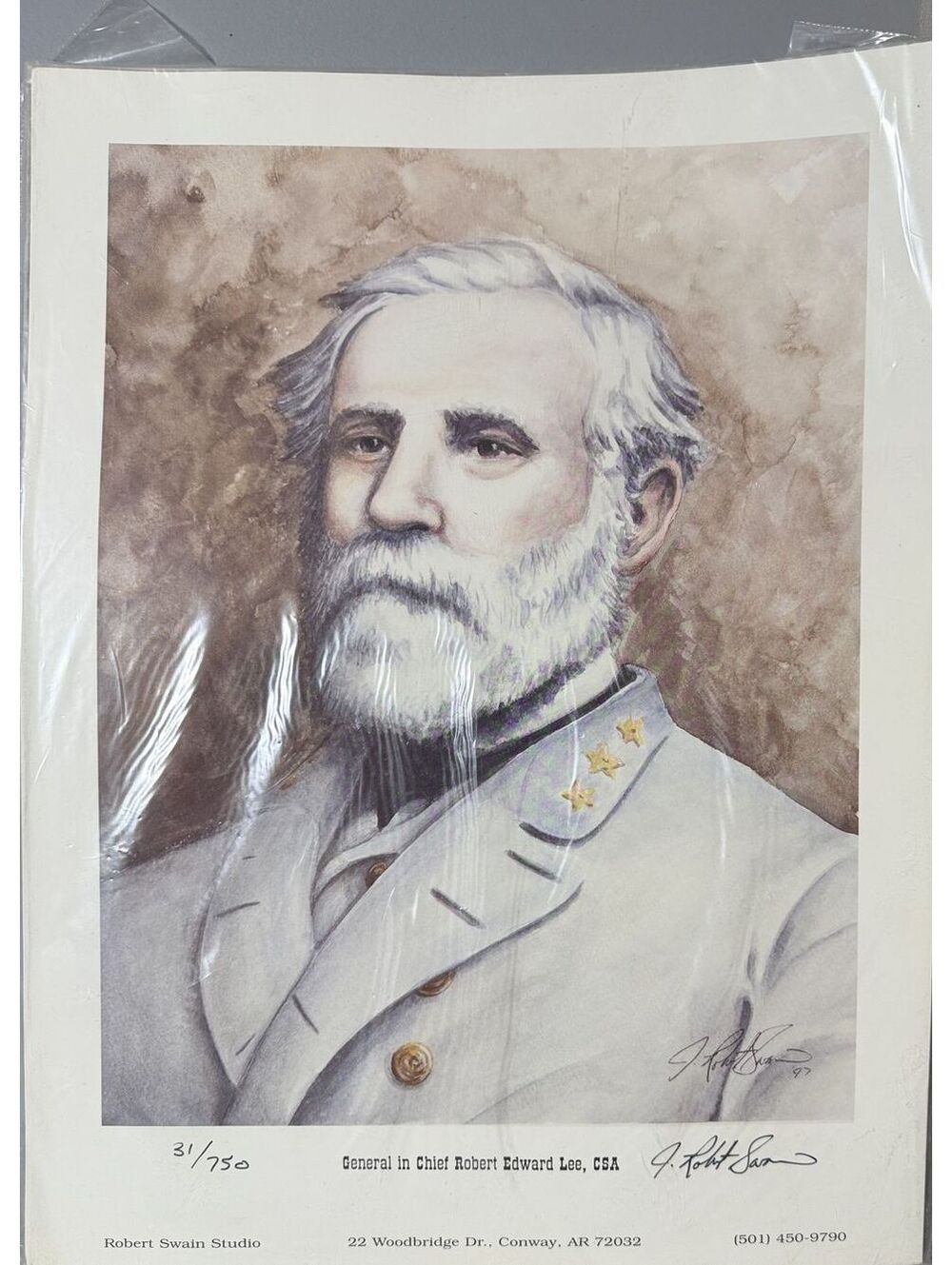 General Robert E Lee Civil War Signed Art Print 31/750 Robert Swain Studio CSA